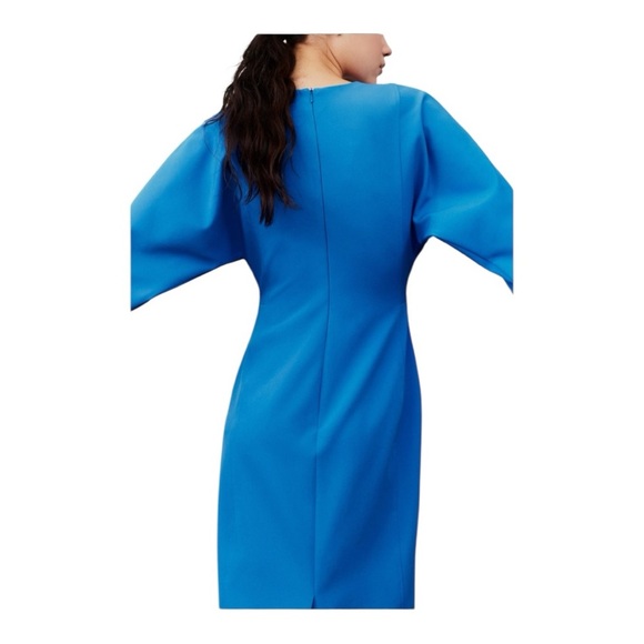 💙 ZARA Crepe Cobalt Blue Midi Dress | Size S | New - Picture 5 of 8